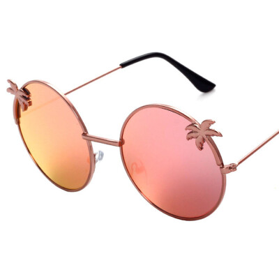 

Colorful tide section sunglasses coconut tree shape sunglasses round box couple glasses as gift for lover