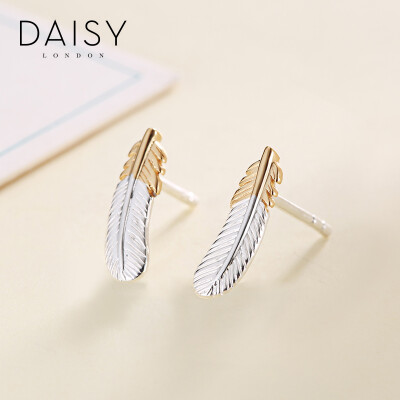 

British DAISY LONDON constellation series gold-plated 925 silver feather earrings