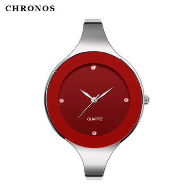 

Women Watches CHRONOS Luxury Brand Quartz Bangle Wristwatches Full Steel Casual Silver Watch