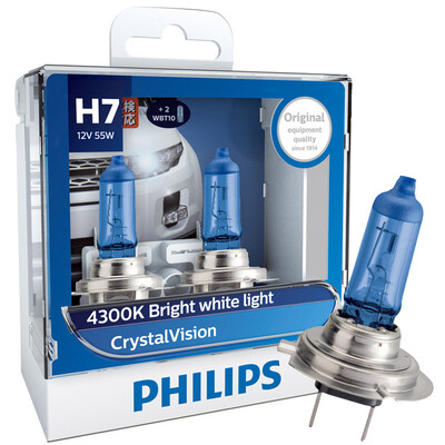 

Philips 12 В 55 Вт crystalvision галогенные фары 2 шт. H1 H4 H7 H11 HB4/9006 4300 К 1100lm/ каждый авто спереди лампы автомобиля F