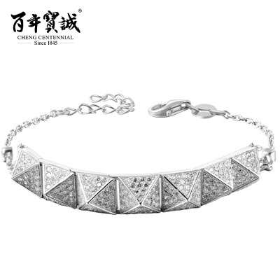 

Cheng Centennial Women's Sterling Silver 3D Triangle Bracelet With Embedded Zircon