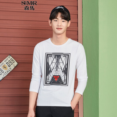

Semir Long Sleeve T-Shirt Male 2017 Fall Slim Round Collar T-Shirt Men's Trophy T 12316011202 Medium Flower Gray S