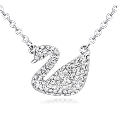 

BAFFIN Classic Black Swan Pendant Necklace With Austrian Crystals Rose Gold Plated Chain Necklace For Women Best Gift