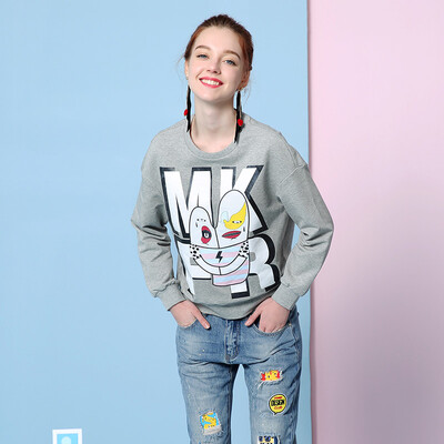 

Mark Huafei women 2017 autumn clothing sweater cartoon letters sets of sweater women 426304021020 light gray