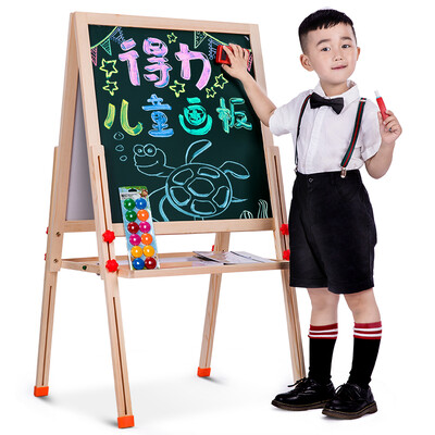 

Deli deli 33056 solid wood can be raised&lowered 6151320mm double-sided magnetic multi-function student whiteboard childrens drawing board easel chalk green board size does not contain the border