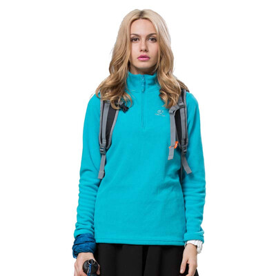 

TECTOP catching fleece outdoor thick warm men&women catch fleece solid color stand collar half cardigan soft comfortable catch fleece WZRY034 female section lake blue L