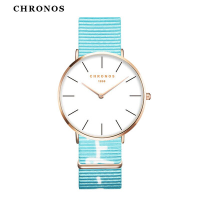 

Women Fashion Watches 2017 Unisex Nylon Watches CHRONOS Rose Gold Ladies Elegant Clock Men Simple Wrist Watch