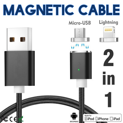 

Keymao Magnetic Phone Kabel Data Lightning Charger Cable 2-in-1 Micro USB for iPhone 7 7 plus 6 6s Plus iPad Samsung S6 S7 S8 p