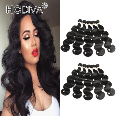 

HCDIVA Продукт Прямые бразильские волосы Weave Bundles, 10PCS / lot 100% Человеческие волосы соткать естественный цвет, необработанный уток человеческих волос