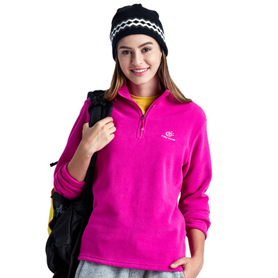 

TECTOP catching fleece outdoor thickening warm men&women catching fleece solid color stand collar half cardigan soft&comfortable catching fleece WZRY034 female models pink purple M