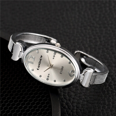 

Women Silver Bracelet Watches Women Ladies Fashion Dress Watch Oval Dial Bangle Clock Quartz Watch