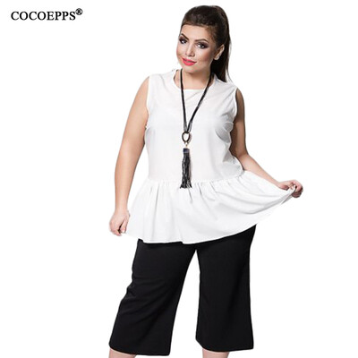 

COCOEPPS Chiffon Women Ruffles Tops 2017 Plus Size Sleeveless Casual Big Size Female Clothing Loose O-Neck Large Size Blouse 6xl