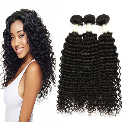 

MORICHY Brazilian Virgin Hair Deep Wave 3 Bundles 7A Unprocessed Deep Wave Curly Hair Human Hair Weave Bundles Natural Color