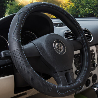 

Ford FORD car leather steering wheel cover layer cowhide universal handle FSWC031 models medium code black blue