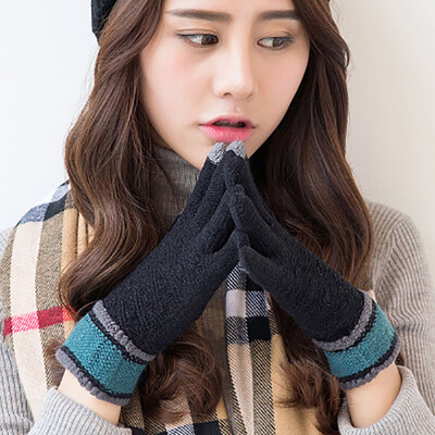 

Couple touch screen gloves men women fall winter outdoor driving plus cashmere warm lovely knitted wool gloves
