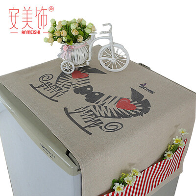 

An Mei decorated refrigerator dust cover cloth multi-function refrigerator towel single door refrigerator suitable for cover cloth fabric refrigerator dust cover cloth BXZ15 beige stripes