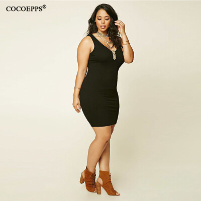 

COCOEPPS -6XL Women sleeveless Plus Size Dresses New Fashion Vest Summer Casual Dress black red Tank Short Dress Vestidos