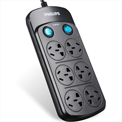 

Philips PHILIPS lightning protection socket plug-in plug-in board wiring board anti-surge power overload protection six-hole full-length 3 m dual-core power adapter new national standard