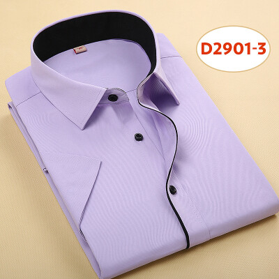 

Business Style Men Shirt Fashion Short Sleeve Solid Color Spring Autumn Slim