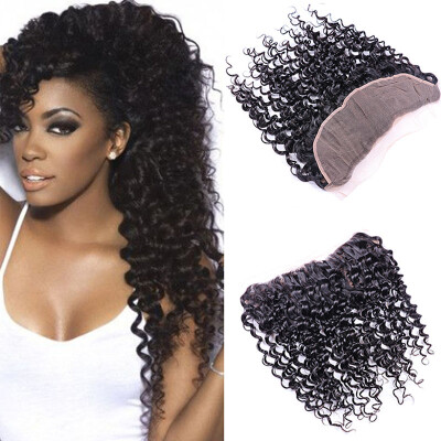 

Deep wave Lace Frontal Closure 13x4 Human Hair With Deep Hair Malaysian Virgin Hair Top Quality Malaysian Deep Curly Hair