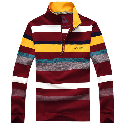 

Battlefield Jeep Knit Sweater Men's Stripes Slim Business Leisure POLO Shirts Men's Clothing 16001Z5004 Wine Red M