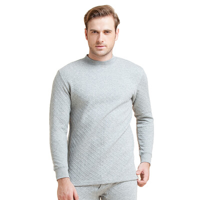 

Red bean underwear mens autumn clothes long pants soft cotton in the high collar thick air layer warm set 203 deep hemp gray 185110