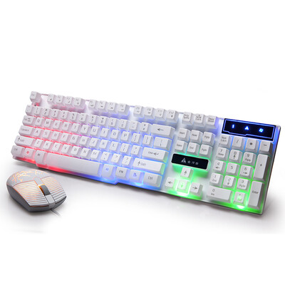 

Golden field Rainbow Bay KM021 mechanical feel game keyboard&mouse set wired eat chicken keyboard colorful backlight eat chicken mouse breathing light USB interface white