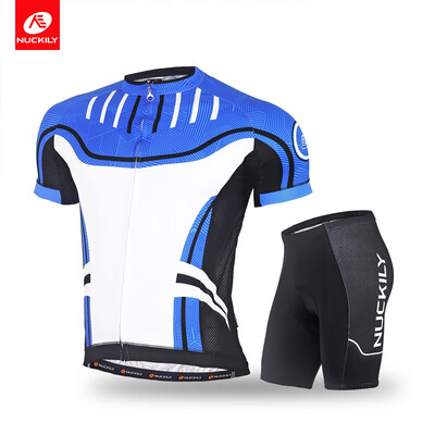 

NUCKILY Summer Cycling Short Suit for Men Soft Touch Mesh Line Breathable Cycling Jersey&Foam Padded Short