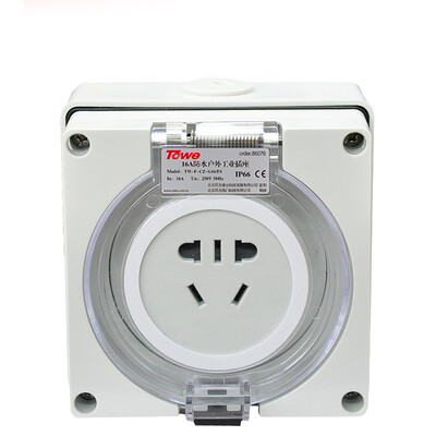 

With the TOWE G16A FS outdoor waterproof socket anti-rain five hole socket 16A industrial socket wall type IP66