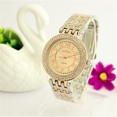 

New Luxury Rhinestone Golden Women Watches CONTENA Fashion Dress Watch Full Steel Ladies Vintage Elegant Wristwatch