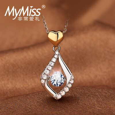 

MyMiss925 серебра Сваровски циркон кулон ключицы цепи серебра ожерелье женщина серебряные капли