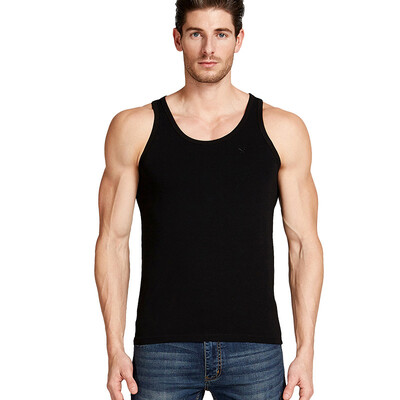 

Playboy Mens Vest Mens Comfort Lycra Cotton Mens Vest Solid Color Casual Sports Wild Undershirts Vest Mens Black L