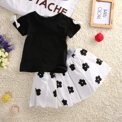 

2pcs Set Baby Girls Princess Party Dress Black Shirt Tutu Skirts Outfits Sz 1-6Y