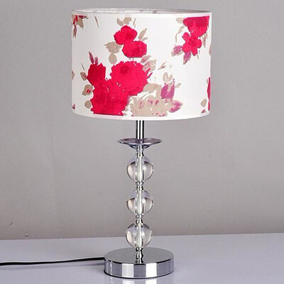 

BOKT Modern Urban Designs Simple Desk Lamp 10-inch Fabric Lampshade E26E27 Lampholders Crystal Bedside Lamp Home Decor Style D