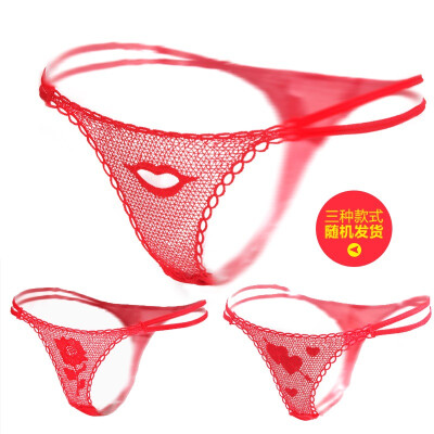 

Liao Ying Ladies' roses underwear t pants sexy lingerie temptation transparent traceless red thong 1104