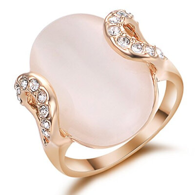 

Yoursfs Jewelry Opal 18K Rose Gold Plated Ring Gift Opal Halo &White Cubic Zirconia Ring