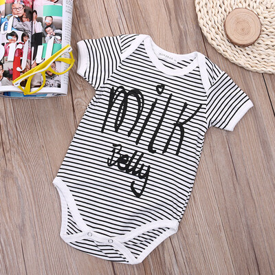 

Newborn Baby Kids Boy Girl Short Sleeve Striped Cotton Romper Jumpsuit One-peice