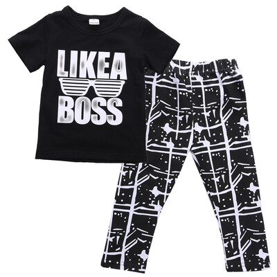 

Kids Short Sleeve Baby Boy Summer Clothes Casual Tops T-shirt+Pants 2pcs Outfits