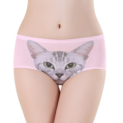 

Zi Yan Lier 3 loaded cat underwear cat head anti-lighting comet human animal sexy seamless underwear female NK258 powder white average code