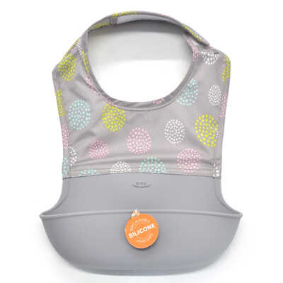 

Ou Xiu OXO silicone bib splash-proof clothes baby eat bib rice pocket baby saliva towel childrens gowns waterproof water pocket kids eat anti-dress gray color