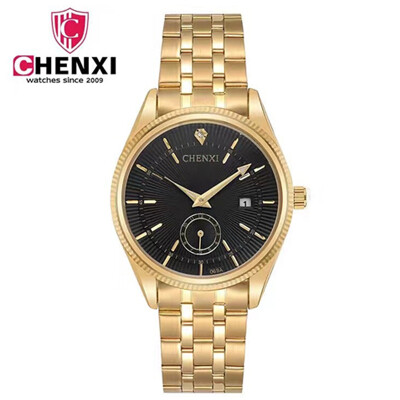 

Top Brand CHENXI Luxury Fashion Gold Watch Men Business Quartz Wristwatch Calendar Elegant Clock