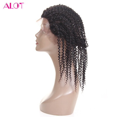 

ALot Curly Hair Brazilian 360 Lace Frontal Closure With Baby Hair Pre Plucked Full Lace Band Frontal 130 Density Natural Black