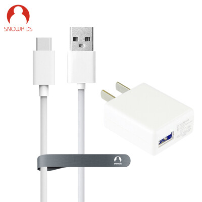 

Snowkids Type-C USB2.0 Huawei p9 mobile phone data cable + charger set (1 meter cable + 1A charging head) for Meizu pro6 / millet 4c / music as