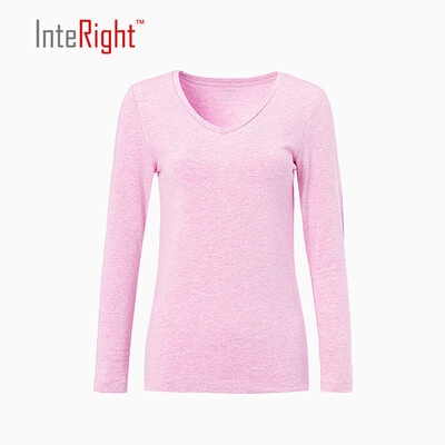 

INTERIGHT Women V Collar Shirt Hemp  Pink