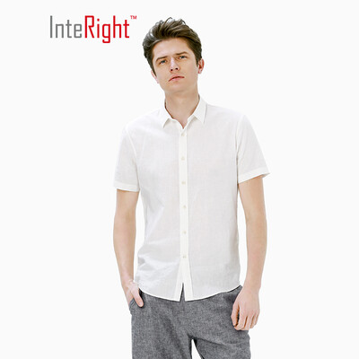 

INTERIGHT 45 rain dew cotton net color mens short-sleeved shirt light blue 42 yards
