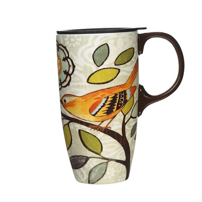 

A Ting Tall Ceramic Travel Mug Coffee Water Cup with Sealed Lid 17 oz