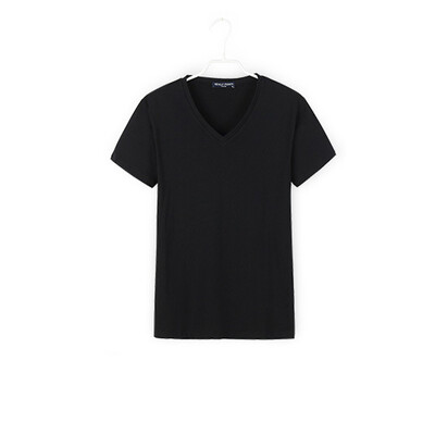 

2017 new cotton T-shirt men's solid color V-neck short sleeve T-shirt male