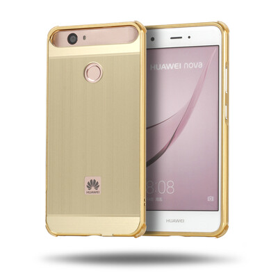 

Роскошный чехол для Huawei nova Алюминиевый бампер + акриловая панель Back Glossy Business Cover для Huawei nova