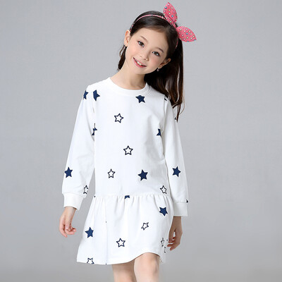 

Xin Song girl dress dress children&39s dress princess children&39s clothing baby dress in the big child Korean skirt white star J050A1 110