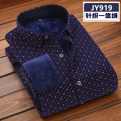 

Middle Aged Business Men Long Sleeve Shirt Winter Silm Fit Keep Warm Casual Fashion
